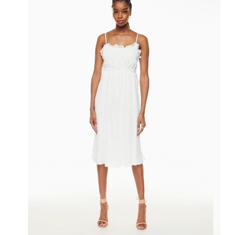 ARITZIA WILFRED Aeneas Dress White Midi Size Medium Costal Cowgirl